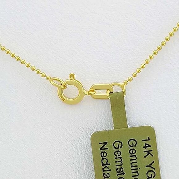 Genuine Multi-Gemstones Necklace Solid 14k Yellow Gold - Picture 5 of 6